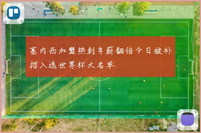 塞内西加盟热刺年薪翻倍今日被补招入选世界杯大名单